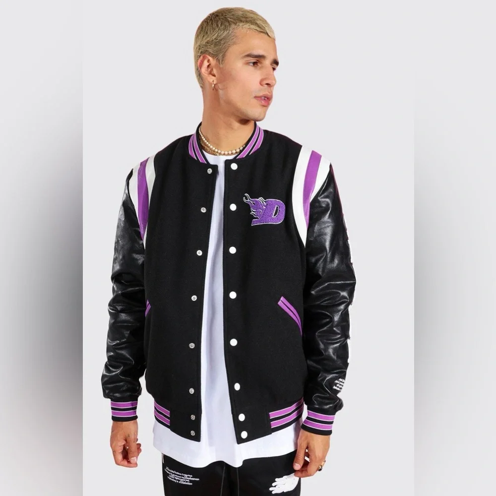 BOOHOO MAN SPORTS VARSITY BOMBER JACKET
